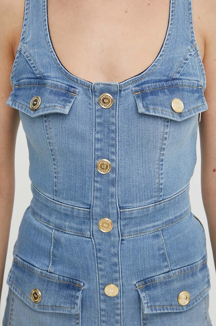 Rochie din denim Elisabetta Franchi albastru AJ36S41E2