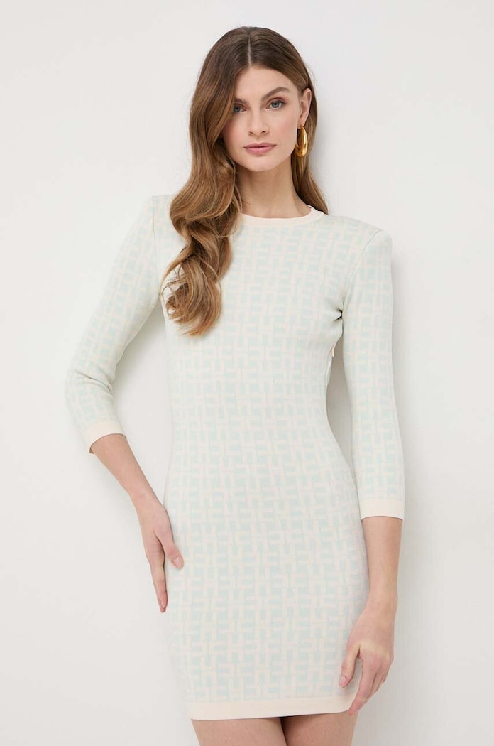 Φόρεμα Elisabetta Franchi εμπριμέ μπεζ AM54Z41E2