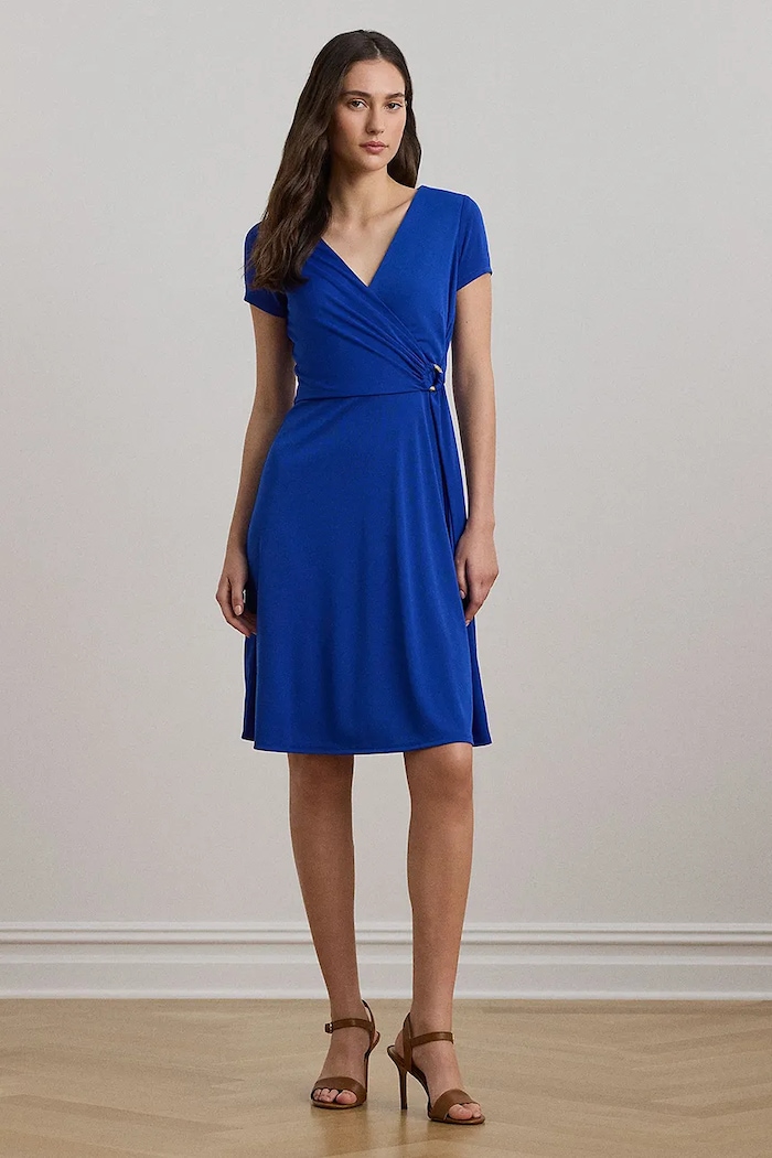 Lauren Ralph Lauren sukienka z elastanem niebieski 250868161