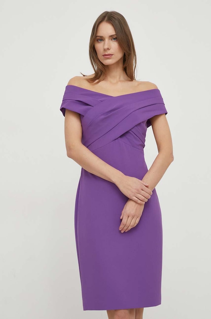 Lauren Ralph Lauren sukienka z elastanem fioletowy 253936390