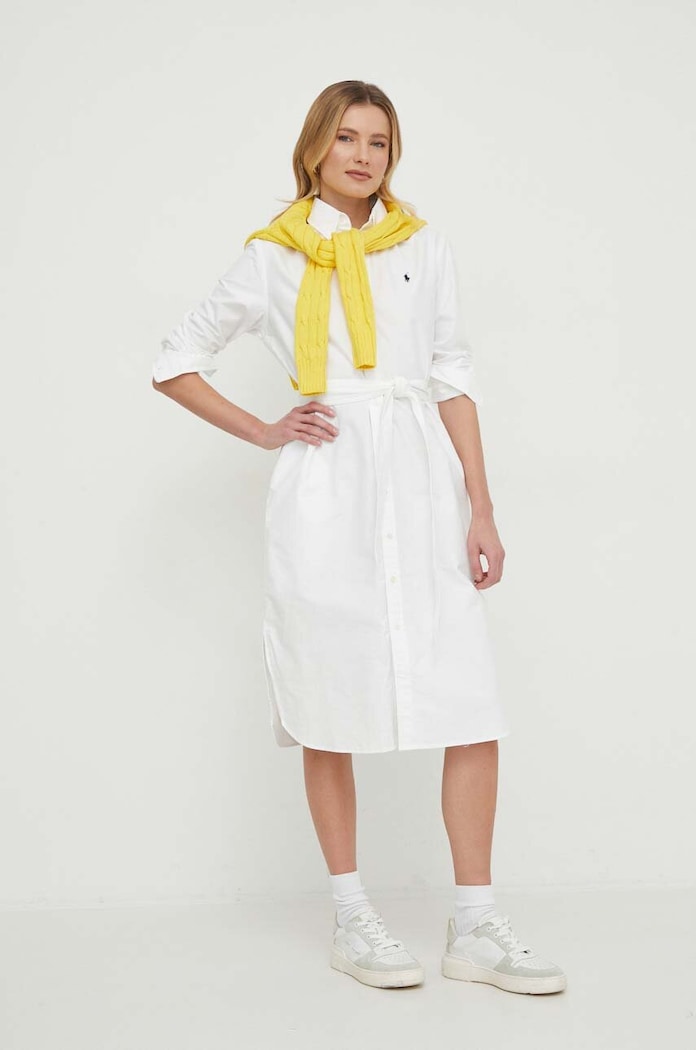 Βαμβακερό φόρεμα Polo Ralph Lauren 211928804 λευκό SS26