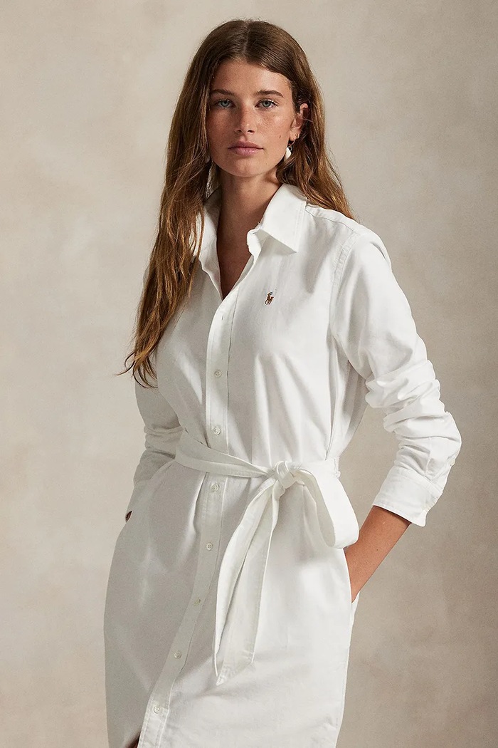 Дрехи Памучна рокля Polo Ralph Lauren 211928804 бял