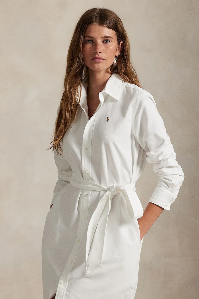 Ρούχα Βαμβακερό φόρεμα Polo Ralph Lauren 211928804 λευκό
