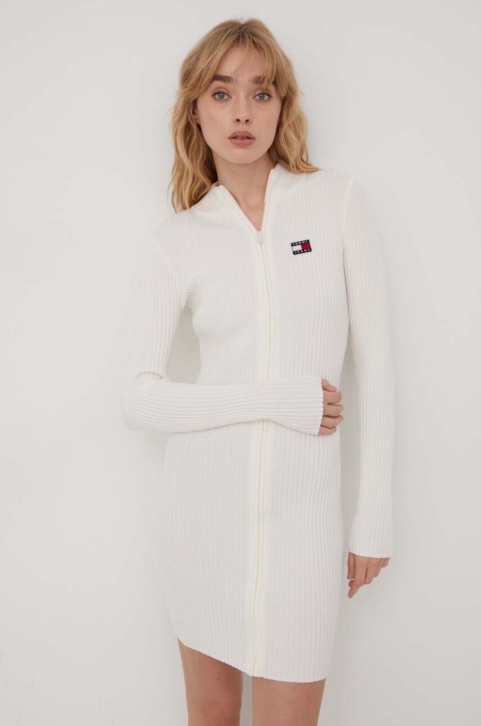 Šaty Tommy Jeans mini béžová DW0DW17525