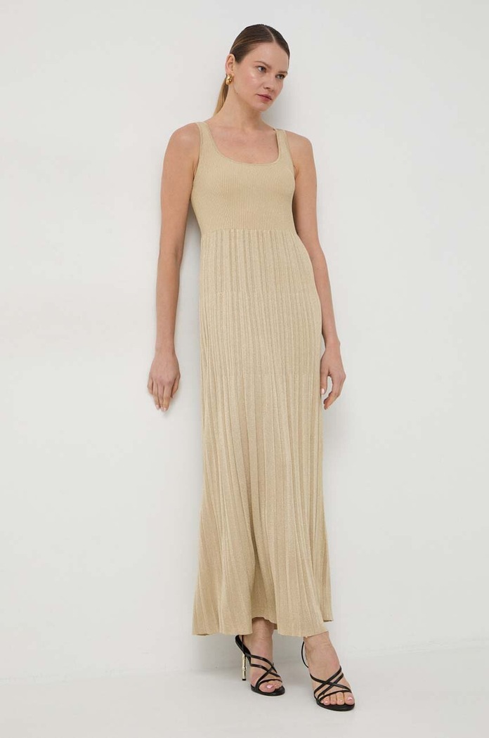 Obleka MICHAEL Michael Kors Pletenina zlata MR4822IAFB