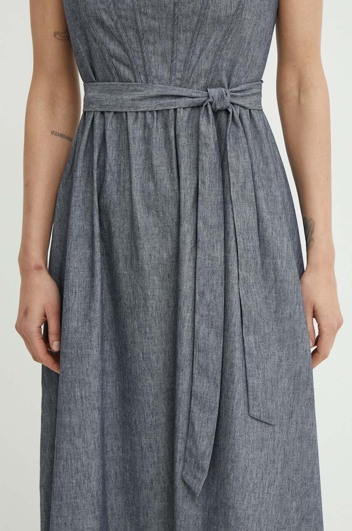 Šaty s příměsí lnu Dkny DD4B5715 šedá