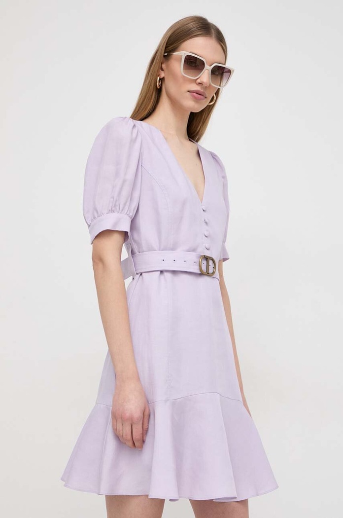 Twinset sukienka z domieszką lnu casual fioletowy 241TP2521