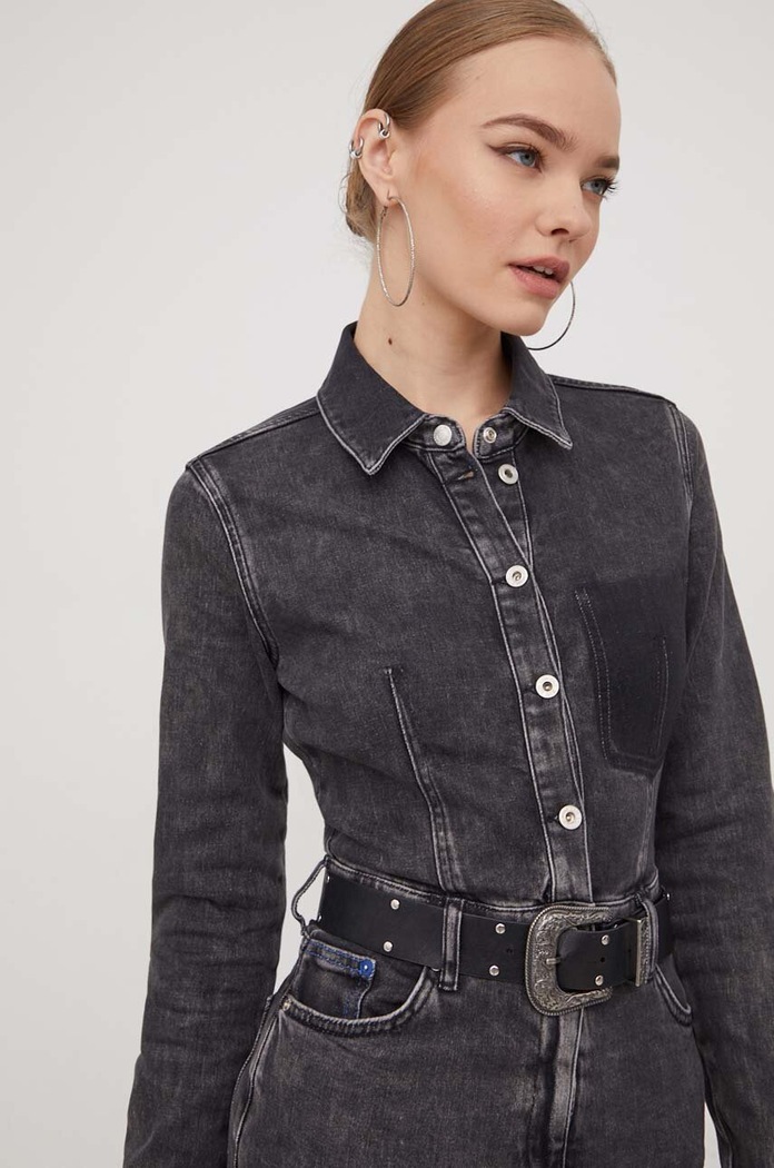 Karl Lagerfeld Jeans rochie din denim gri 240J1311