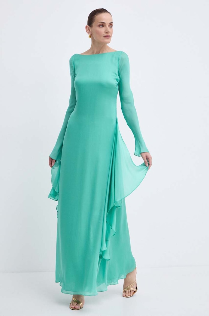 Дрехи Копринена рокля Luisa Spagnoli RUNWAY COLLECTION 541121 зелен
