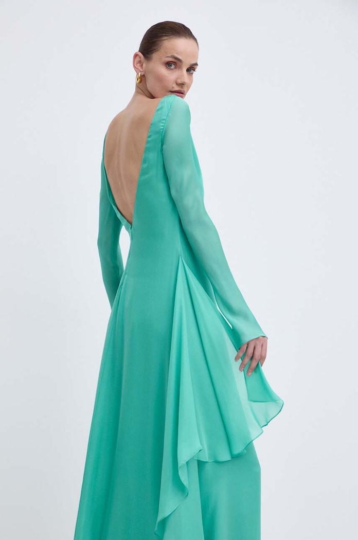 Копринена рокля Luisa Spagnoli RUNWAY COLLECTION зелен 541121