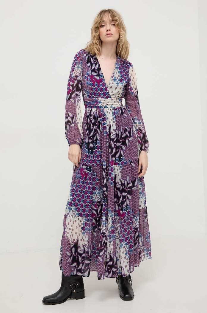 BA&SH rochie din amestec de matase maxi multicolor 1E24BOSS