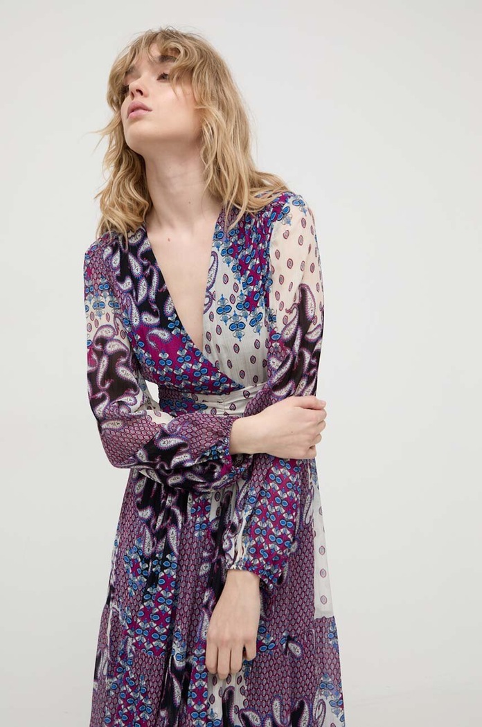 BA&SH rochie din amestec de matase multicolor 1E24BOSS