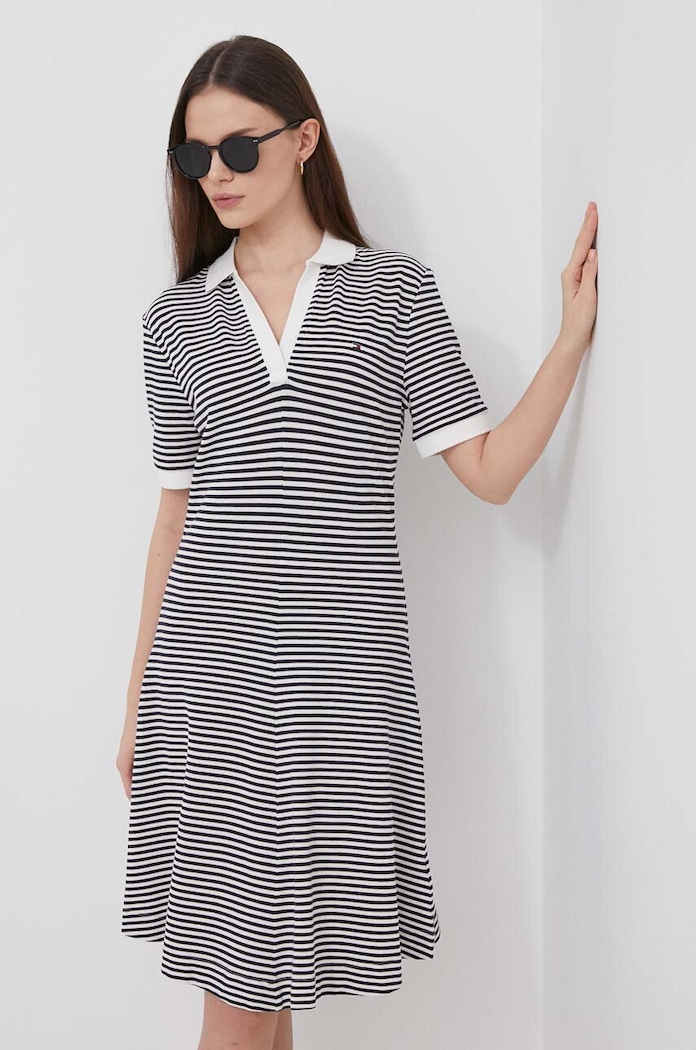 Šaty Tommy Hilfiger mini námořnická modř WW0WW41567