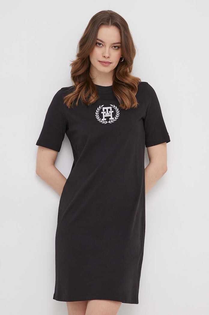 Bavlněné šaty Tommy Hilfiger mini černá WW0WW41757