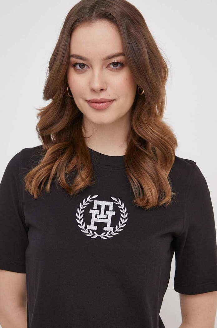 Bavlněné šaty Tommy Hilfiger černá WW0WW41757