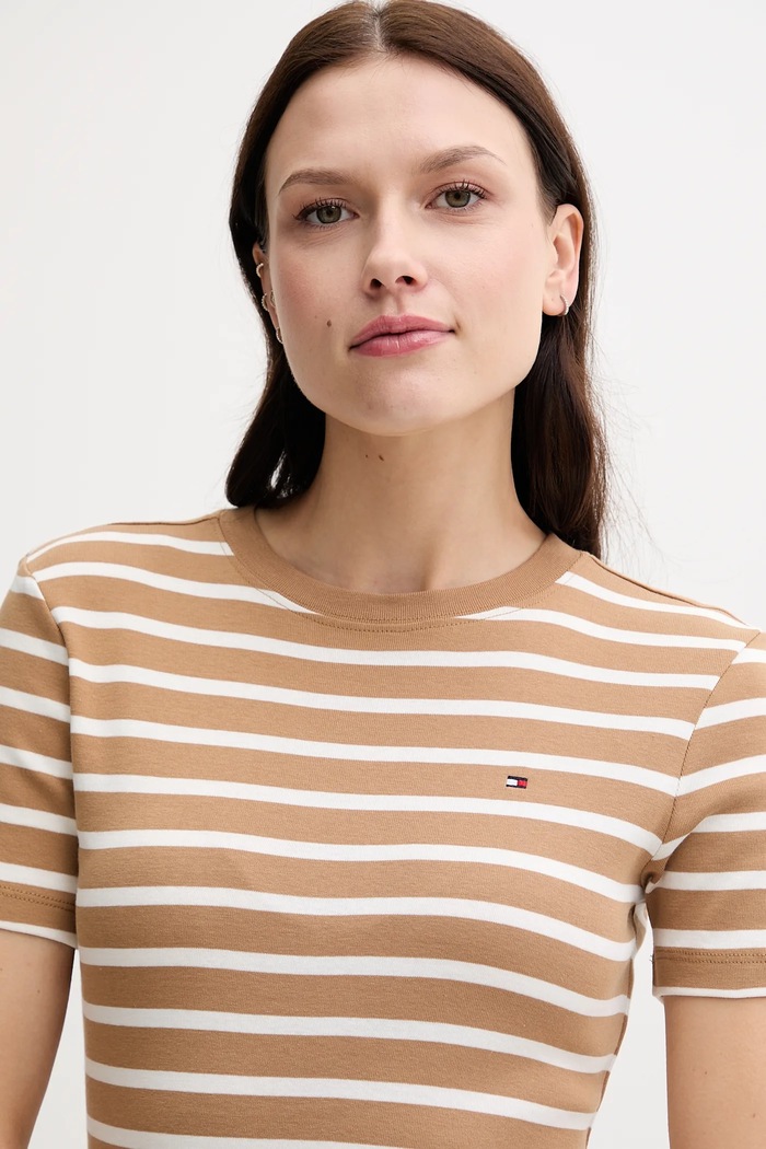 Bavlněné šaty Tommy Hilfiger béžová WW0WW42721