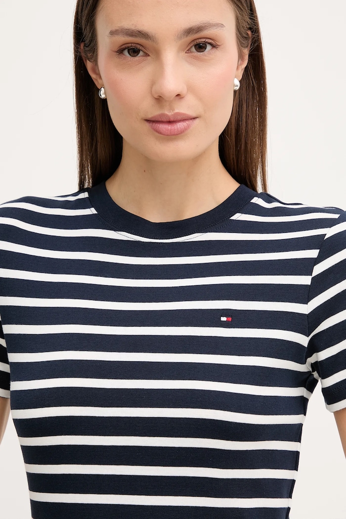 Bombažna obleka Tommy Hilfiger mornarsko modra WW0WW42721