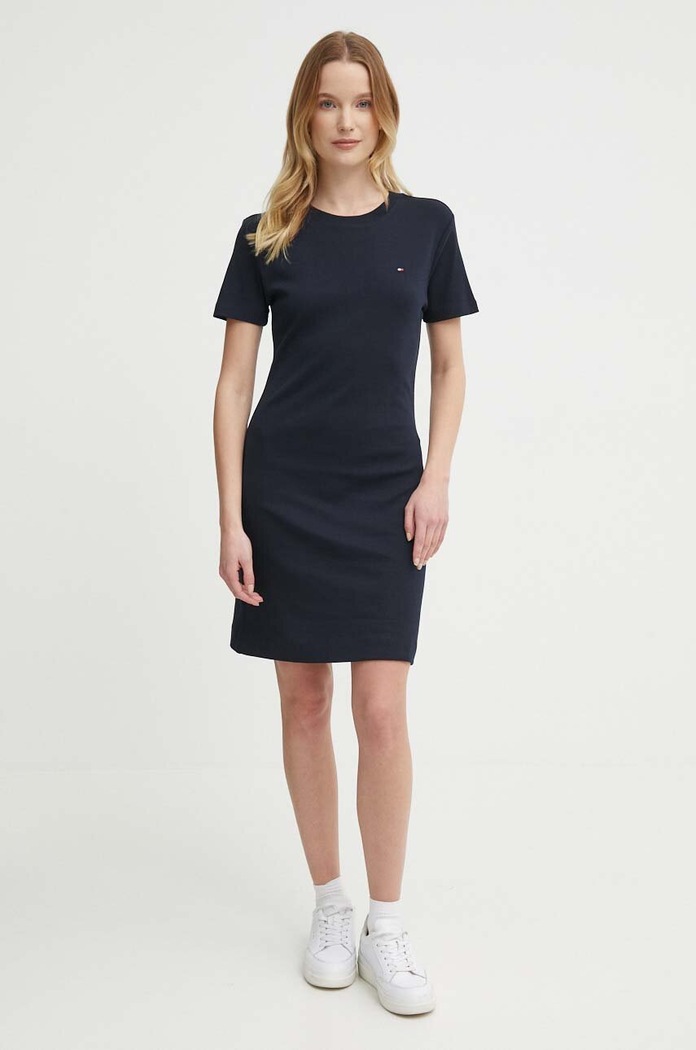 Bavlnené šaty Tommy Hilfiger WW0WW42721 tmavomodrá AW25