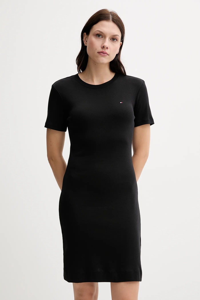 Bavlněné šaty Tommy Hilfiger černá WW0WW42721
