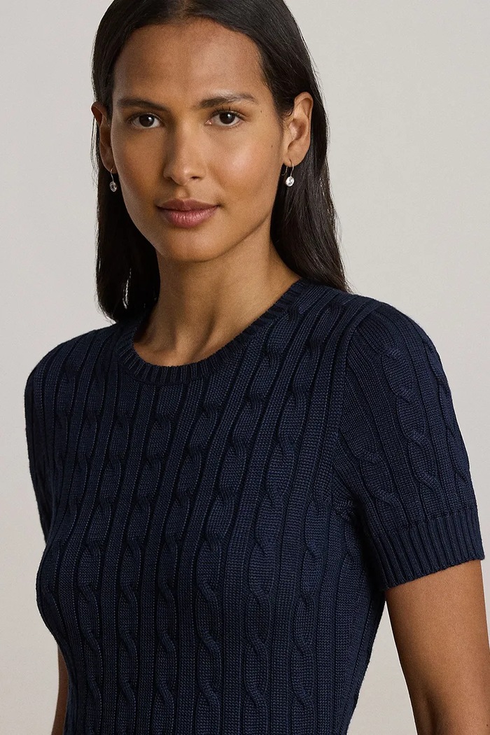 Lauren Ralph Lauren sukienka sweterkowa z bawełną granatowy 200933251