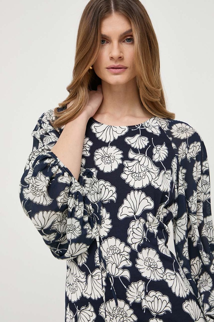 Haljina s dodatkom svile Weekend Max Mara mornarsko plava 2415621071600