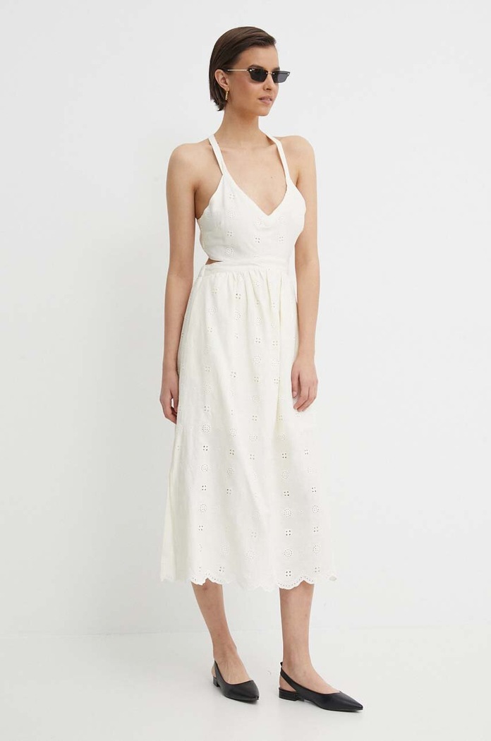 Pepe Jeans sukienka lniana GISELA PL953471 beżowy SS24