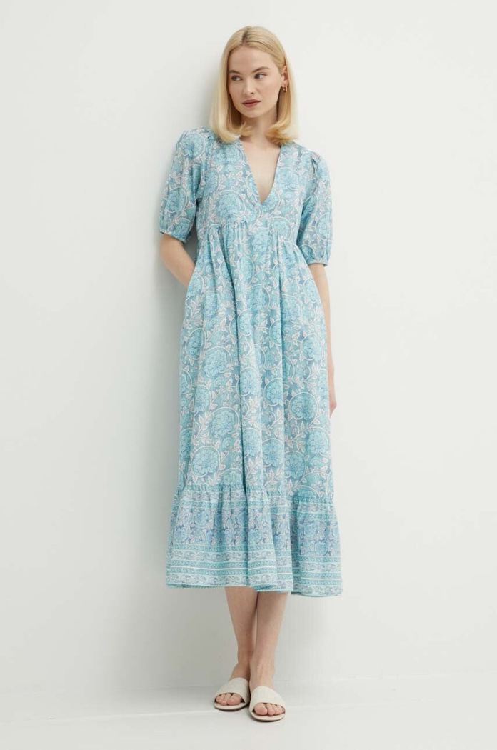 Bavlnené šaty Pepe Jeans MAFALDA kvetinový modrá PL953479