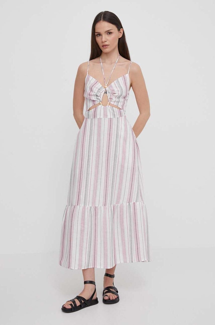 Ľanové šaty Pepe Jeans DIANA pásiky viacfarebná PL953496