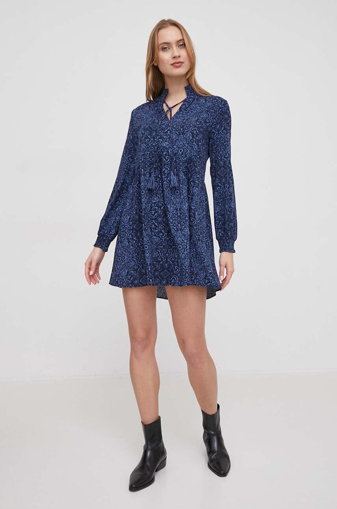 Šaty Pepe Jeans CLAUDIA viskóza tmavomodrá PL953516