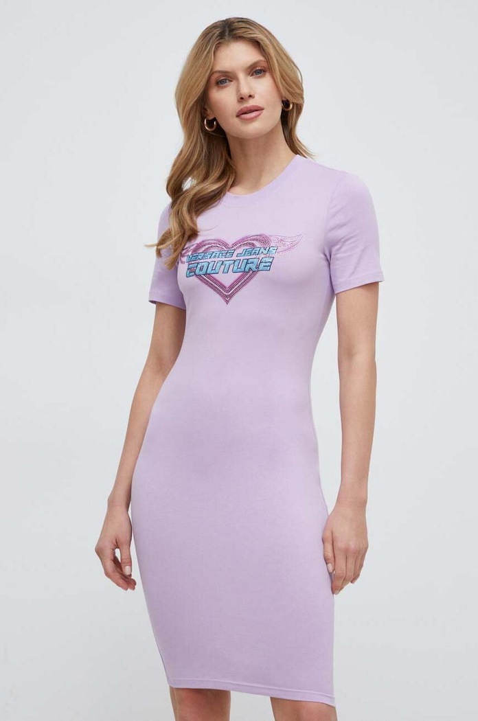 Šaty Versace Jeans Couture mini fialová 76HAOL09.CJ02L