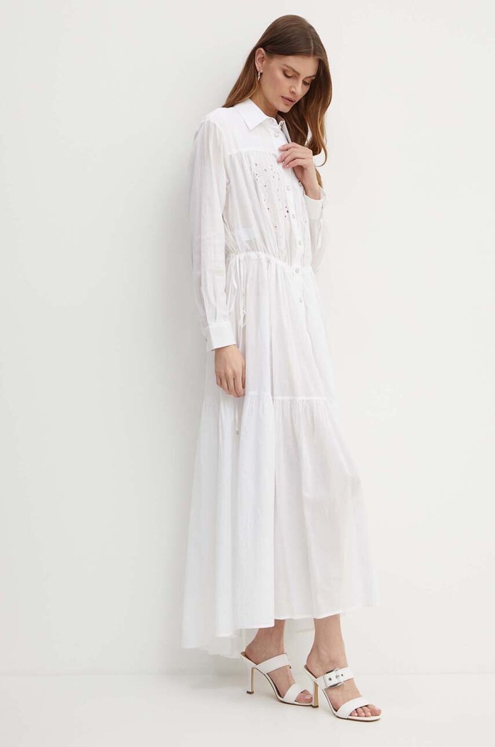 Βαμβακερό φόρεμα Pinko casual λευκό 103728.A1XP