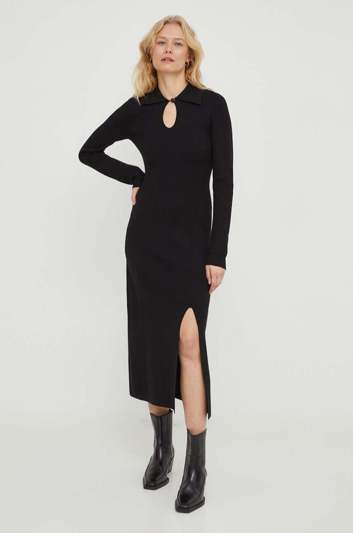 The Kooples Rochie FROB28038K negru SS24