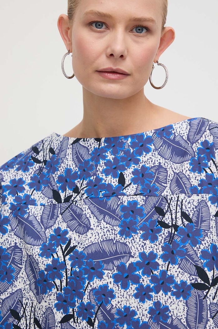 Weekend Max Mara rochie din bumbac albastru 2415221102600