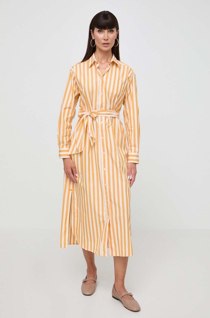 Bavlnené šaty Weekend Max Mara pásiky oranžová 2415221142600