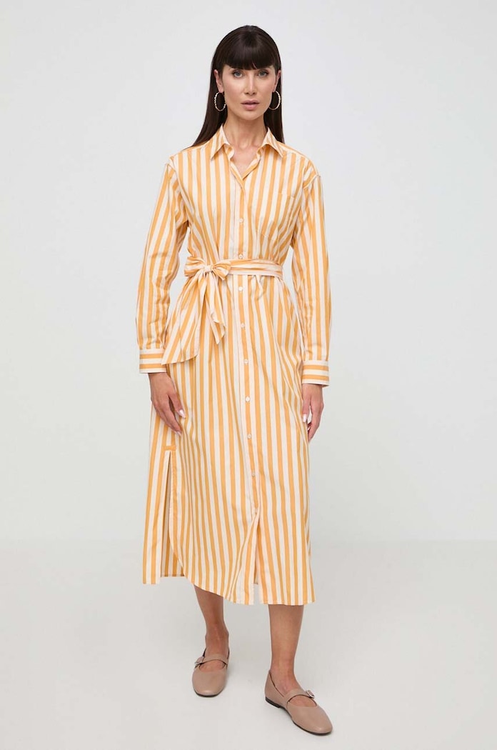 Bavlnené šaty Weekend Max Mara pásiky oranžová 2415221142600