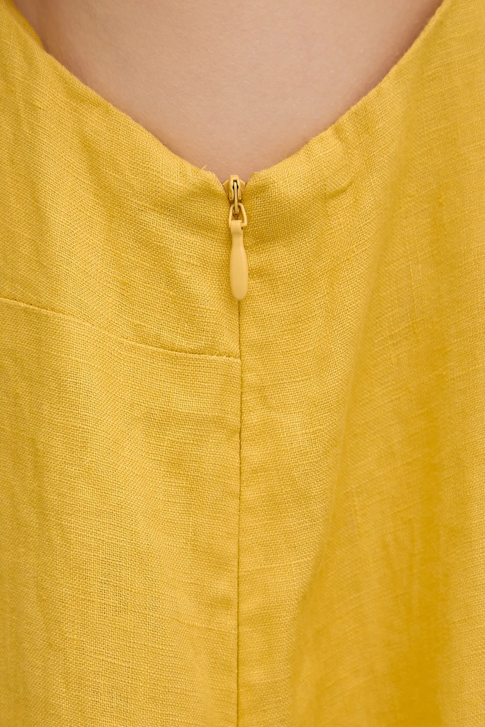 Λινό φόρεμα United Colors of Benetton 4AGHDV07C κίτρινο
