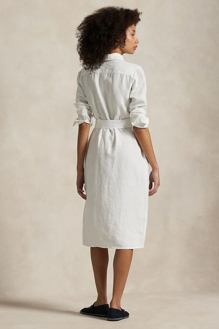 Polo Ralph Lauren rochie din in 211943992 alb SS25