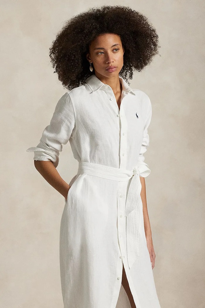 Îmbrăcăminte Polo Ralph Lauren rochie din in 211943992 alb
