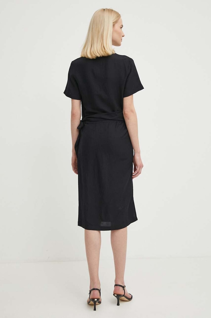 Îmbrăcăminte Sisley rochie din in 40BRLV05L negru