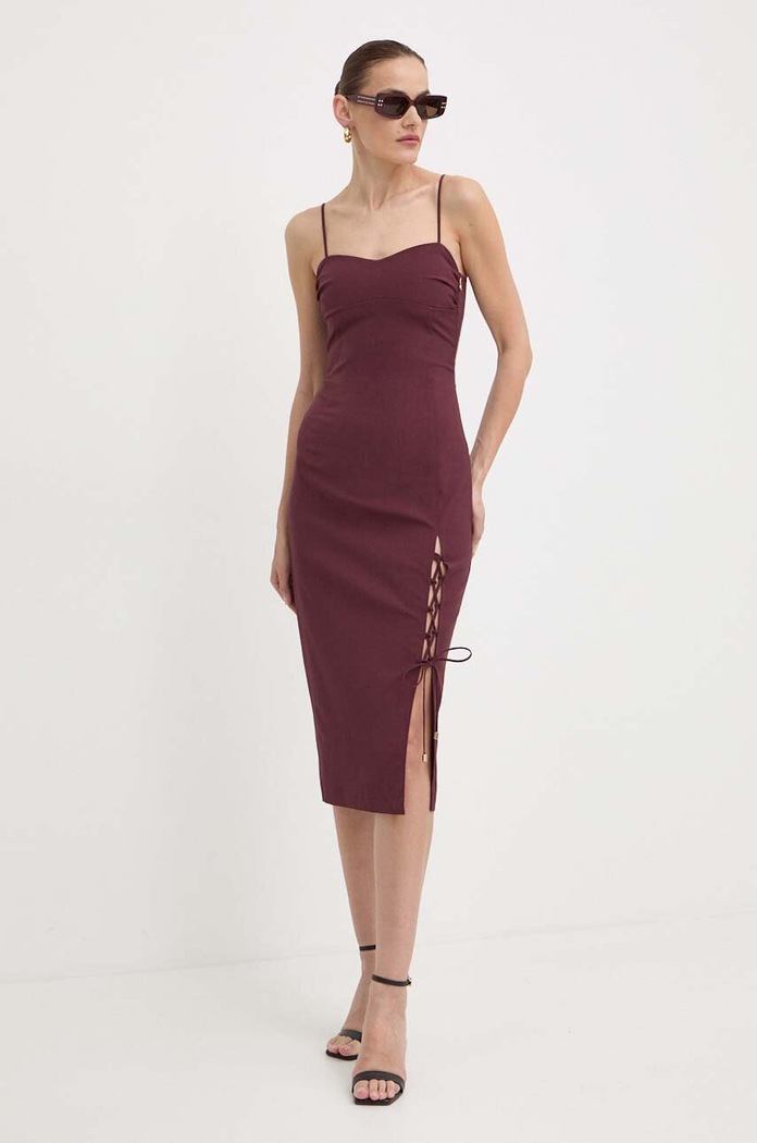 Šaty Patrizia Pepe midi burgundské 2A2719.A425