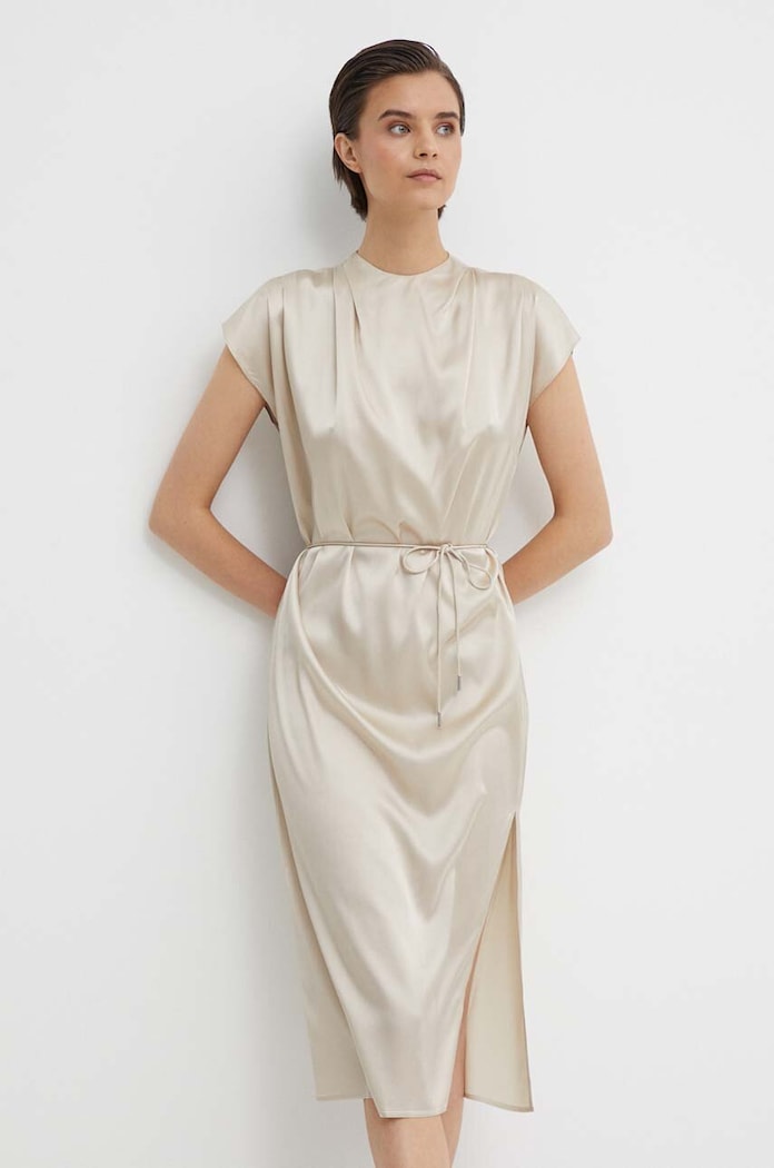 Šaty Calvin Klein s elastanom béžová K20K206676