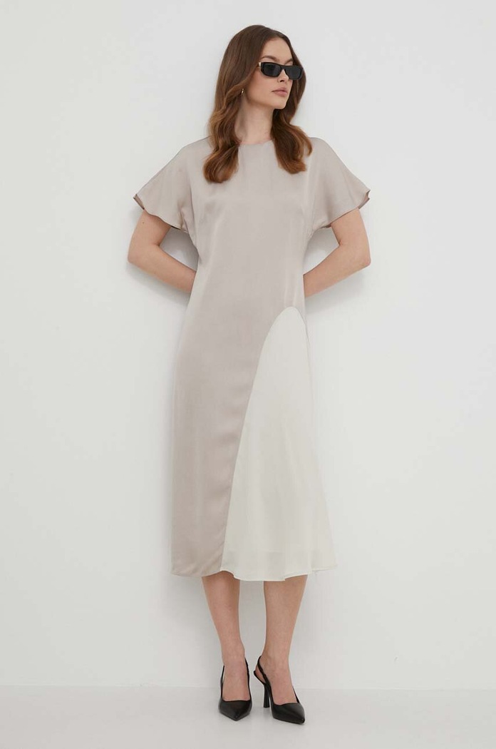 Φόρεμα Calvin Klein στρογγυλό μπεζ K20K207056