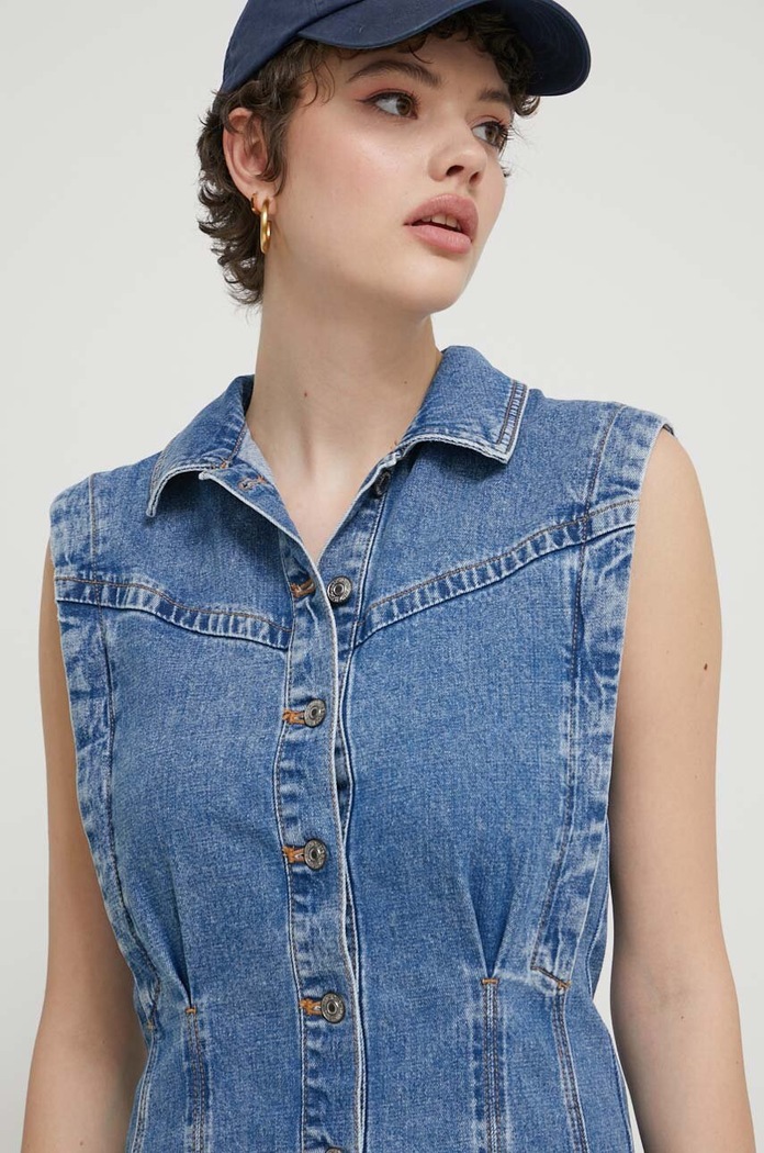 Rochie din denim Abercrombie & Fitch KI159.4030.280 albastru