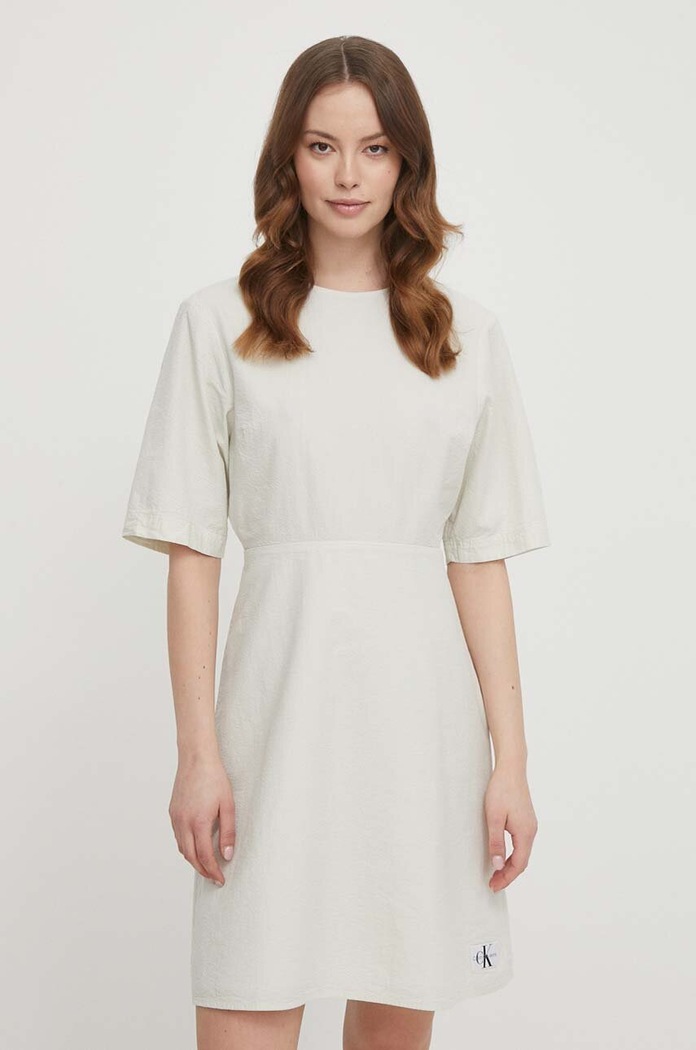 Bavlněné šaty Calvin Klein Jeans mini šedá J20J223425