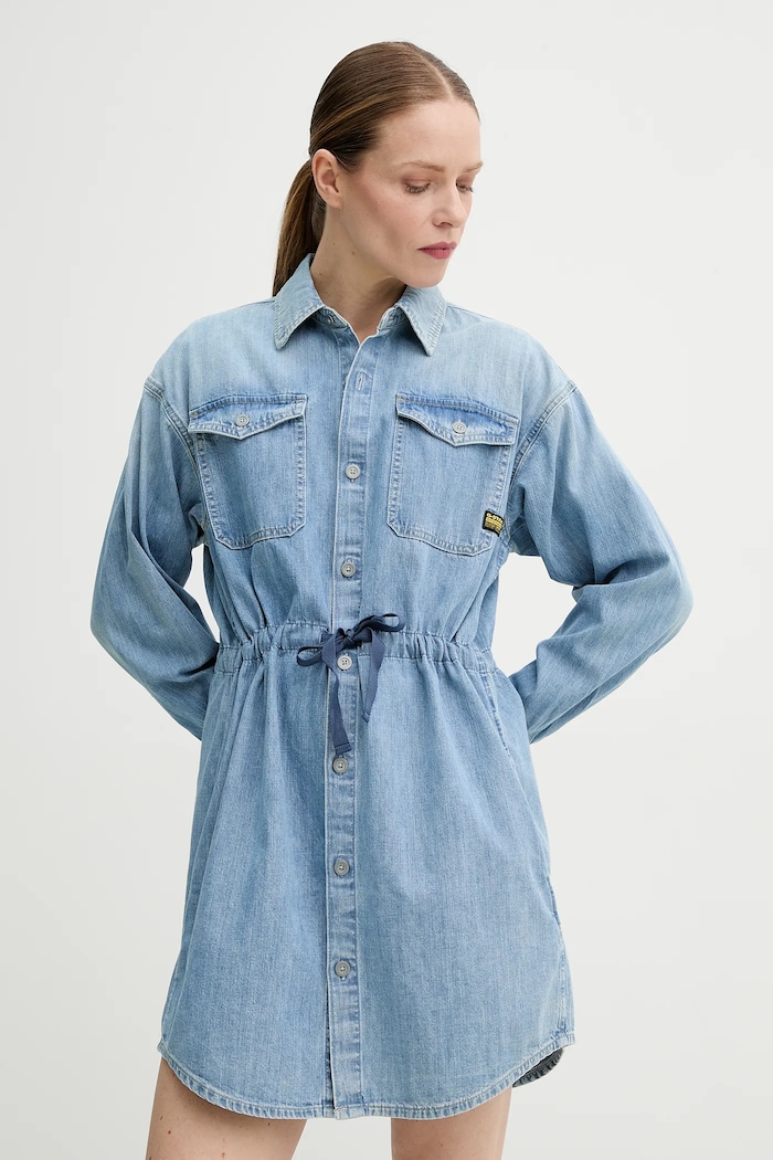 G-Star rochie din denim D24353.D252 albastru SS25