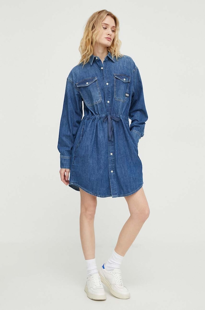 G-Star rochie din denim cu guler albastru D24353.D252