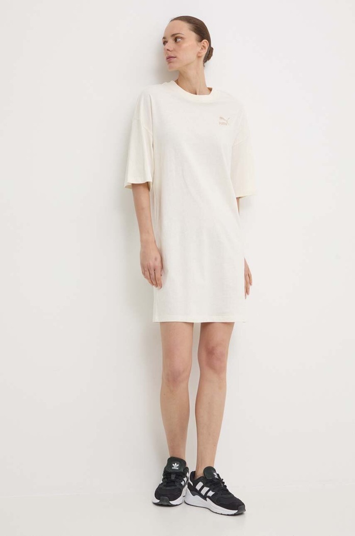 Puma rochie din bumbac BETTER CLASSIC 624232 bej SS24
