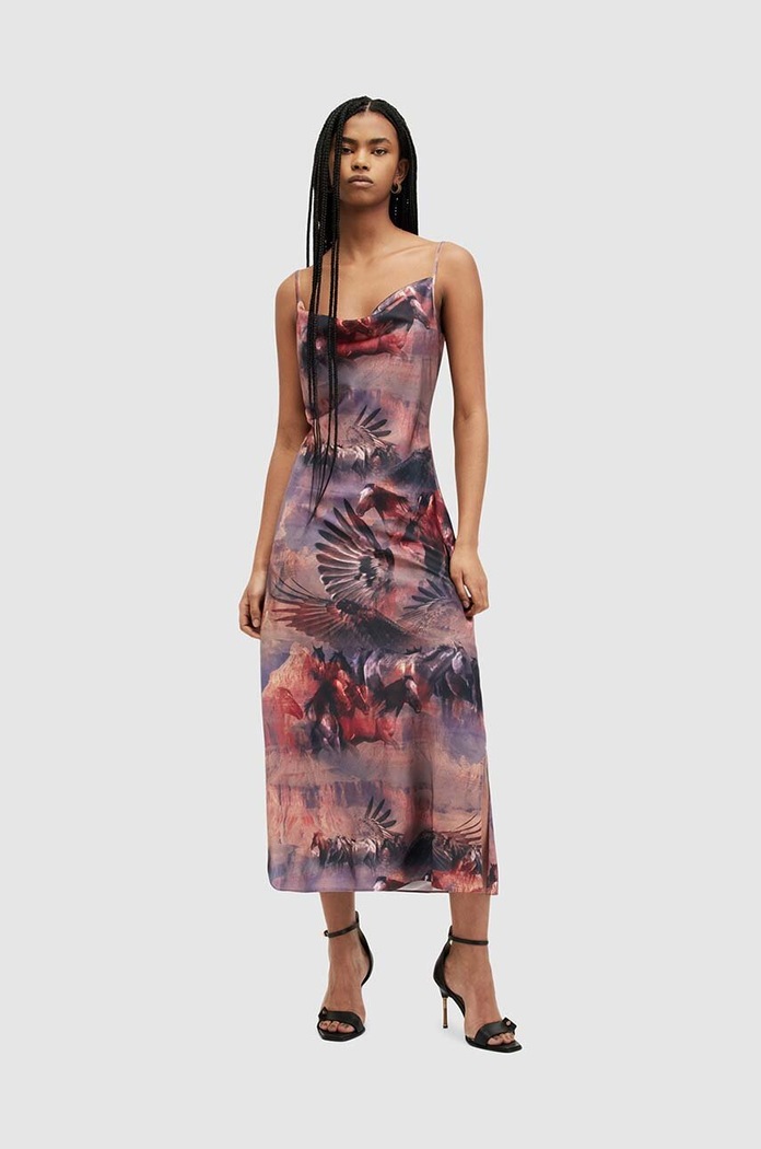 AllSaints sukienka HADLEY COLCA midi multicolor WD530Z