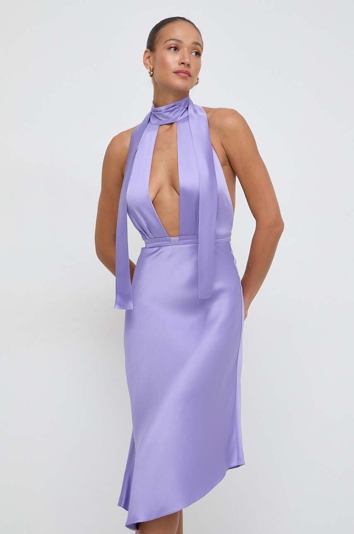 Elisabetta Franchi sukienka rozkloszowany fioletowy AB58042E2