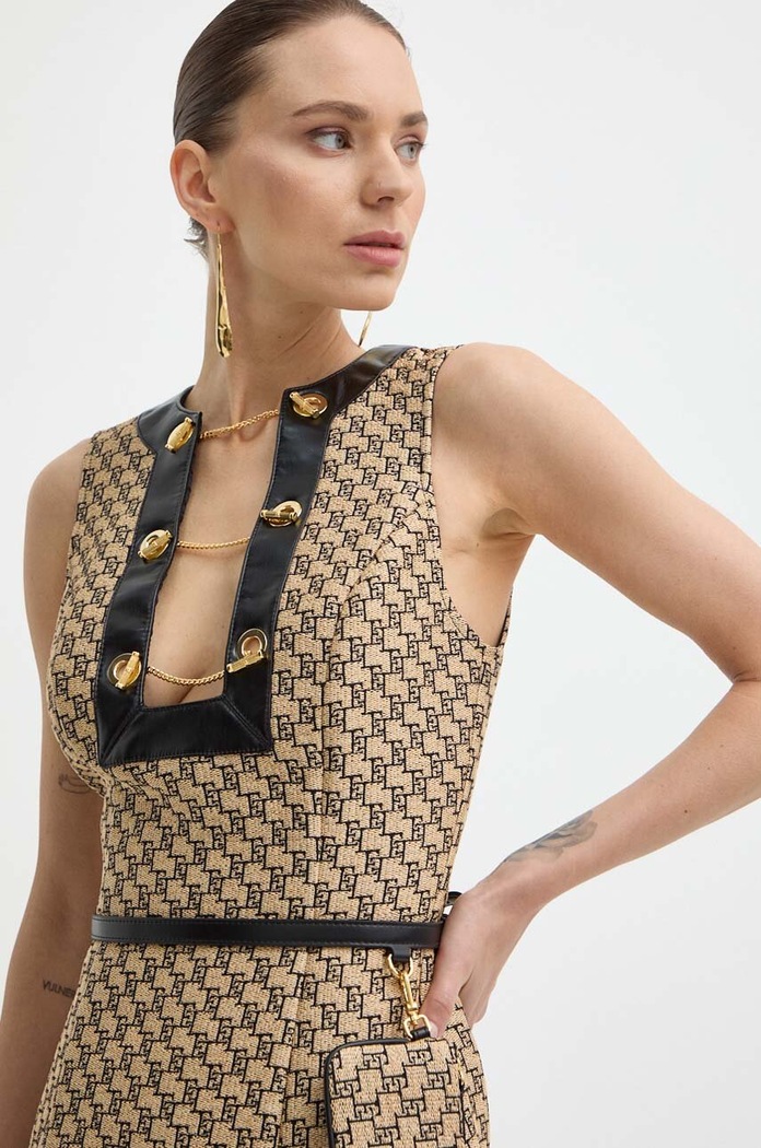 Elisabetta Franchi sukienka beżowy AB64642E2